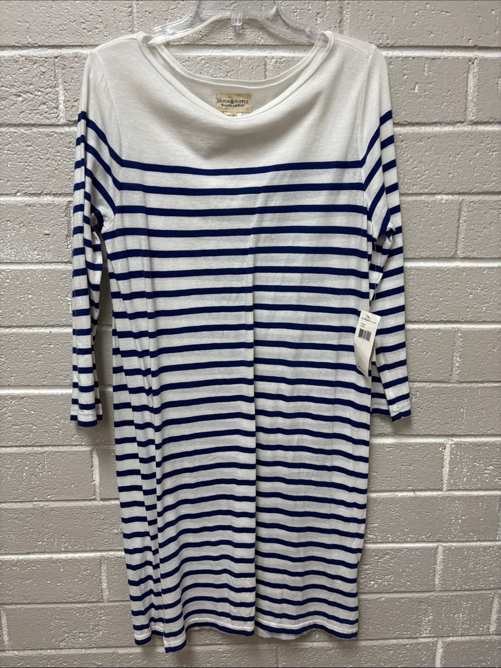 3/$20 Denim & Supply Ralph Lauren White and Blue Striped Boatneck Dress
